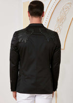 Black Laser Baroque Studded Blazer