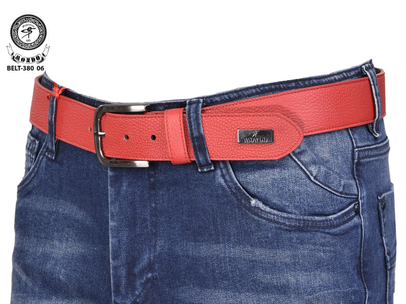 Red Textured Leather Belt