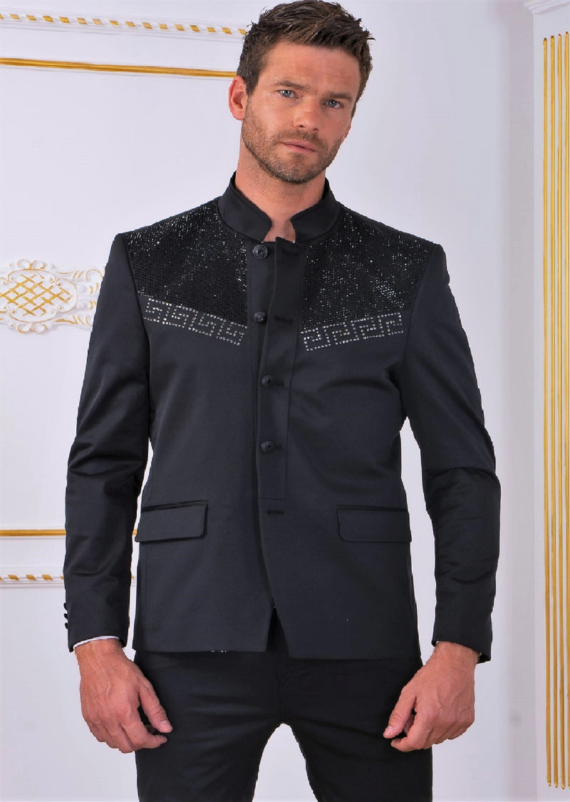 Black Silver "Meander" Rhinestone Blazer