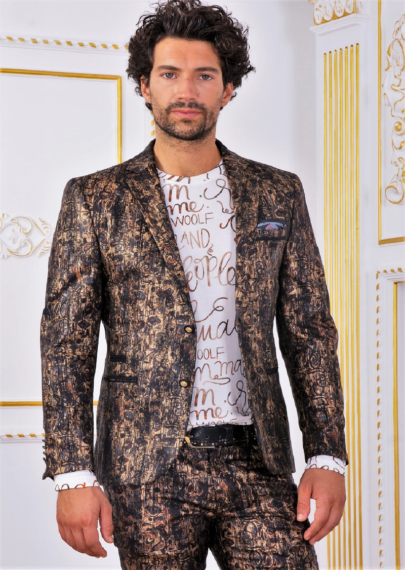 Brown Bronze Metallic 2-Pieces Suit