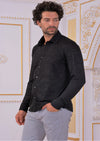 Black Meander Jacquard Knit Shirt