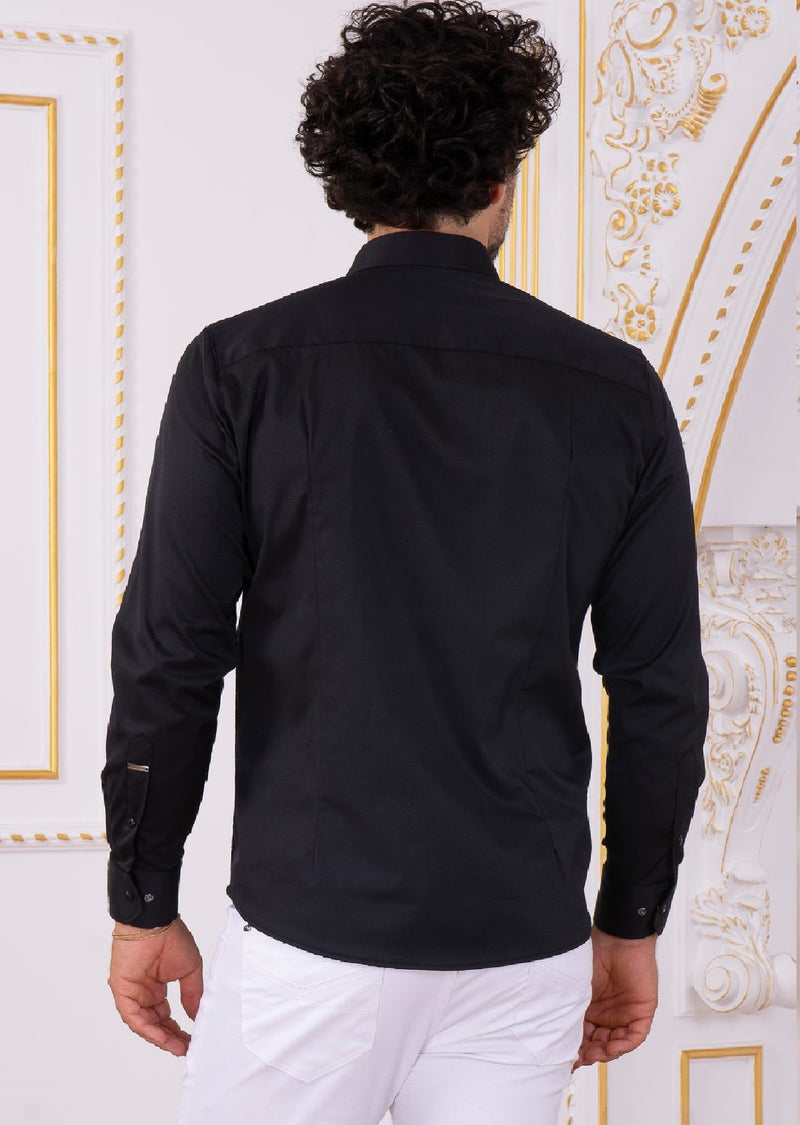 Black Paisley Studded Jacquard Shirt