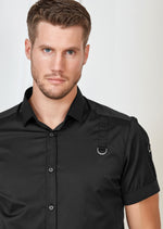 Black Buckle Detailed Short Sleeve Shirt