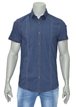 Navy Geometric Print Short Sleeve Shirt