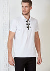 White Gold Zipper Rivet Polo