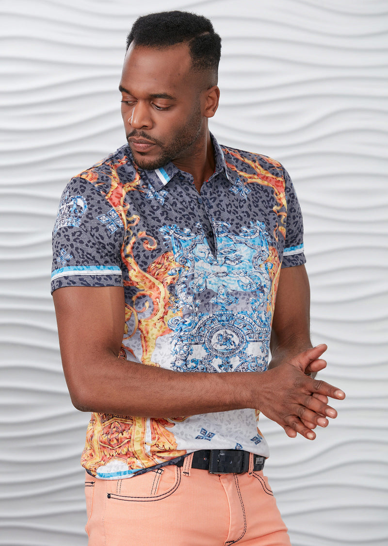 Blue Gold "Florence" Print Polo